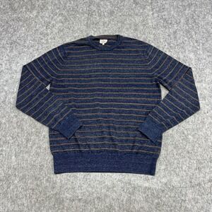 Faherty Sweater Mens M Blue Stripe Crewneck Pullover Cotton Knit Lightweight